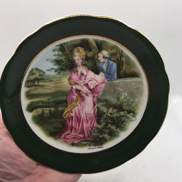 Regency Bone China Love Story Tea Cup and Saucer Green Border Love Story England - Picture 3 of 12